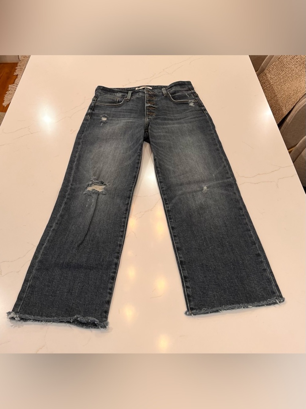 Whetherly James Distressed High Waist Button Fly Wide Leg Jeans | 4 - Picture 4 of 13